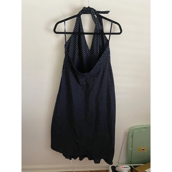 Gap Navy Blue White Polka Dot Halter Ruffle Hem A-Line Dress Womens 14 RN54023 - Picture 5 of 7